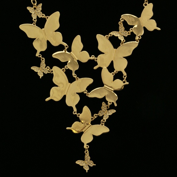 Kelly & Katie Jewelry - Restocked, one left! Butterfly gold cascade necklace with bling
